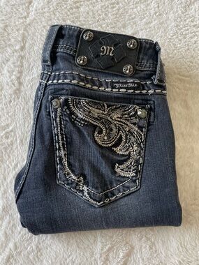 Miss Me Skinny Jeans Size 25 Style JE5637SL Dark Wash Embellished Y2K Western
